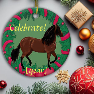 Ornement En Céramique Bay Paso Fino Horse Célébrer Noël