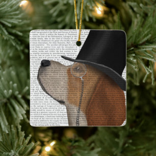 Ornement En Céramique Beagle, corps et Casquette