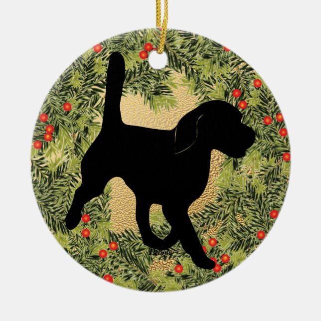 Ornement En Céramique Beagle Wreath (Devant)