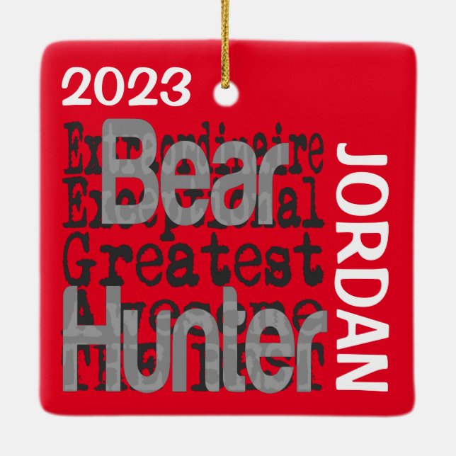 Ornement En Céramique Bear Hunter Extraordinaire CUSTOM (Dos)