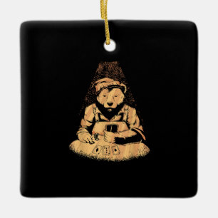 Ornement En Céramique Bear Poker Playing Cards Lucky Gambler