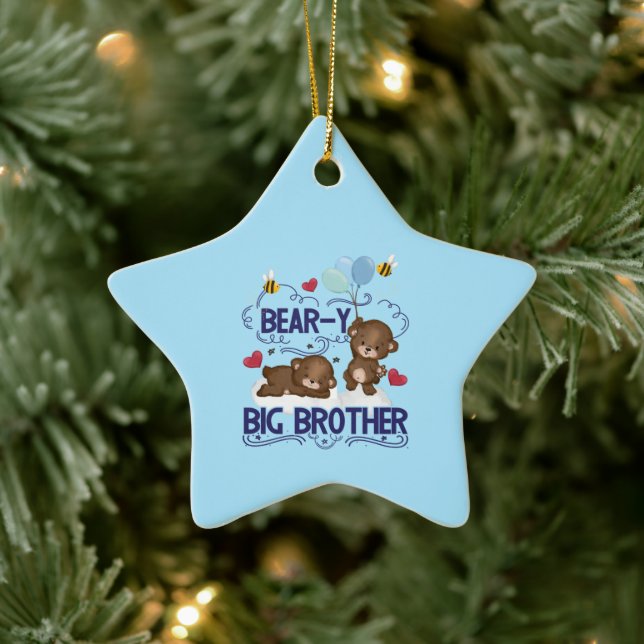 Ornement En Céramique Bear y Big Brother Fils de frère (Arbre)