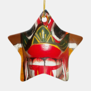 Ornement En Céramique Beau art traditionnel sri-lankais de masques de fe