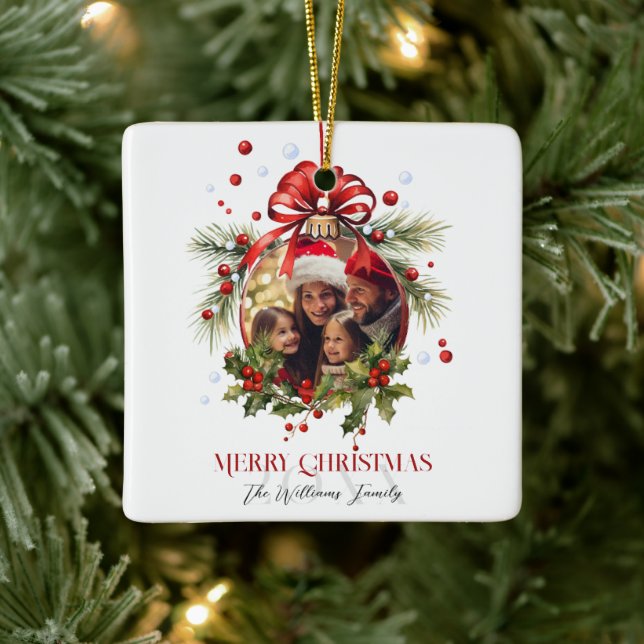 Ornement En Céramique Beau cadre de Noël Bauble Fêtes de famille (Arbre)