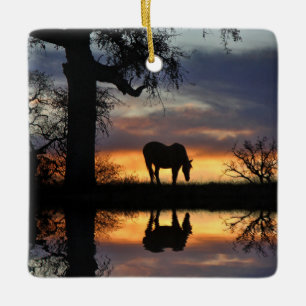 Ornement En Céramique Beau Cheval et Eau