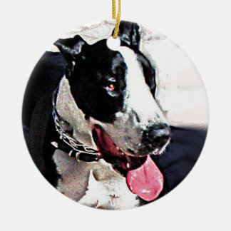 Ornement En Céramique Beau chien noir et blanc