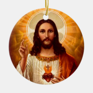 Ornement En Céramique Beau coeur sacré religieux d'image de Jésus