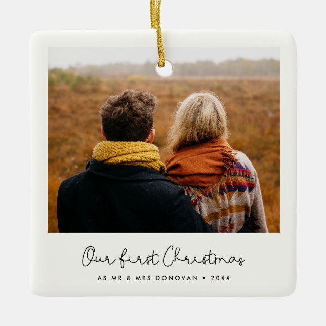 Ornement En Céramique Beau coup Notre première photo de Noël (Devant)