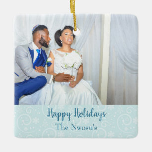 Ornement En Céramique Beau Mariage photo Thème Snowflakes