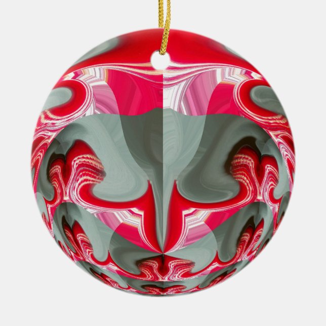 Ornement En Céramique Beau motif géométrique gris cendré rouge ART (Devant)