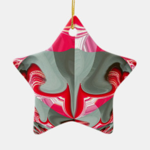Ornement En Céramique Beau motif géométrique gris cendré rouge ART
