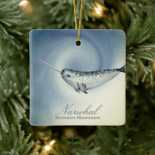 Ornement En Céramique Beau Noël Narwhal Personnalisé