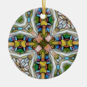 Ornement En Céramique Beau verre souillé cruciforme inspiré