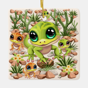 Ornement En Céramique Bébé Geckos jote personnages de dessin