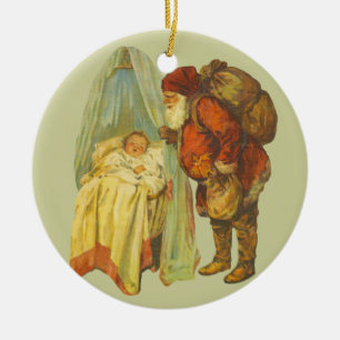 Ornement En Céramique Bébé Noël Vintage Fêtes