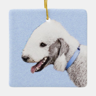 Ornement En Céramique Bedlington Terrier Peinture - Art Chien original