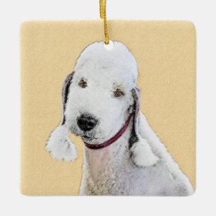 Ornement En Céramique Bedlington Terrier Peinture - Art Chien original