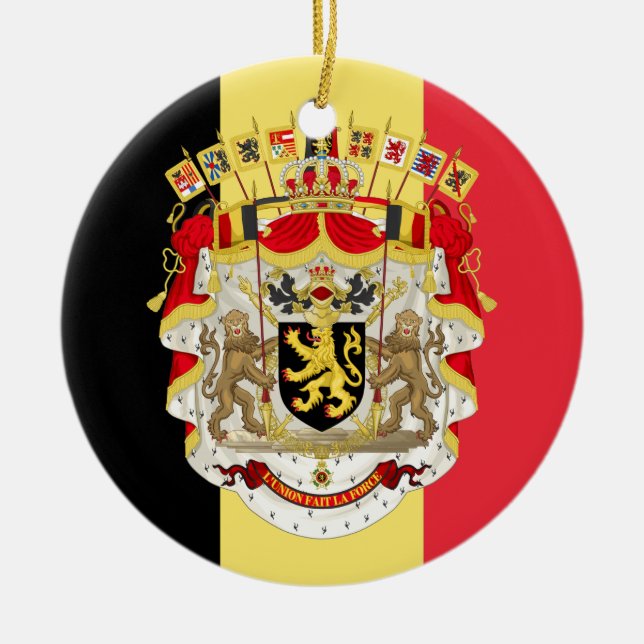 Ornement En Céramique Belgium Flag & COA (Devant)