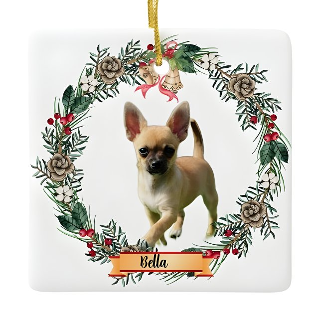 Ornement En Céramique Bella Chihuahua Dog Photo Personalized Ceramic  (Créateur téléchargé)