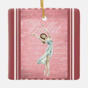Ornement En Céramique Belle aquarelle Ballerina Rose Noël