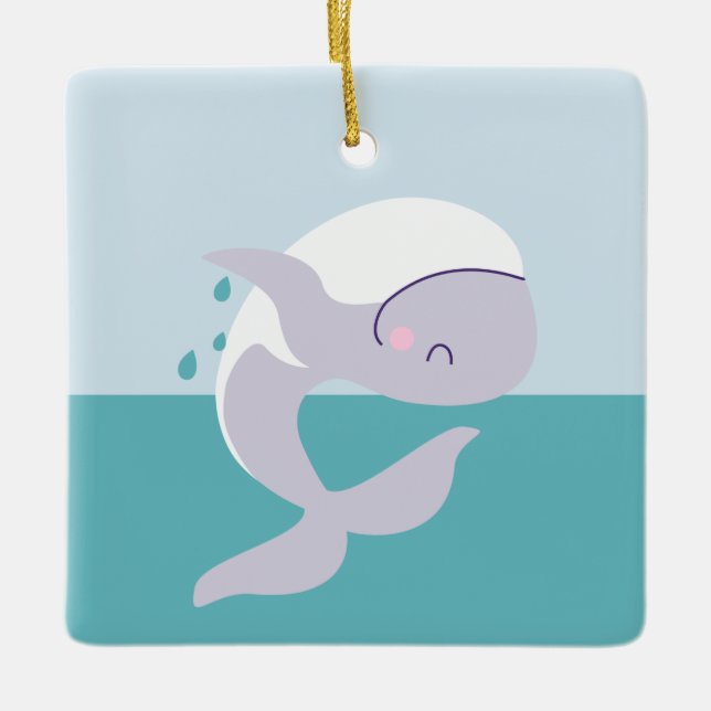 Ornement En Céramique Belle baleine à saute graphique simple (Devant)