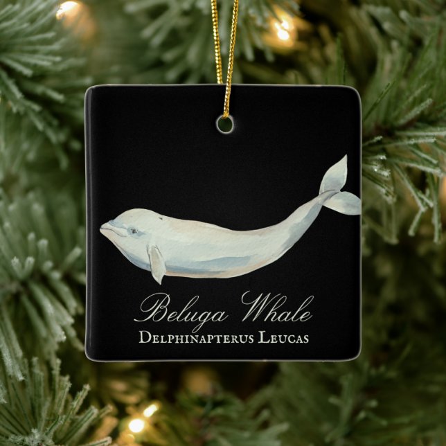 Ornement En Céramique Belle baleine Beluga personnalisée Noël (Arbre)
