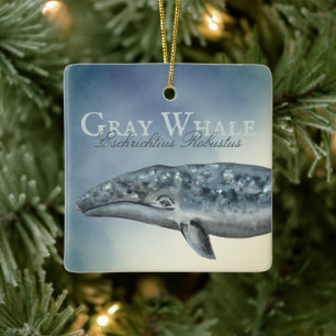 Ornement En Céramique Belle baleine grise personnalisée Noël
