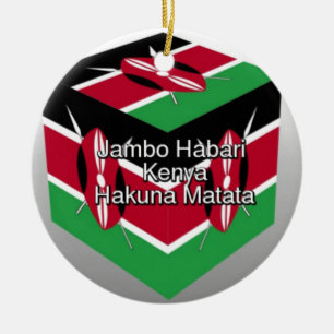 Ornement En Céramique Belle Belle Cube Kenyane Drapeau avec salutation