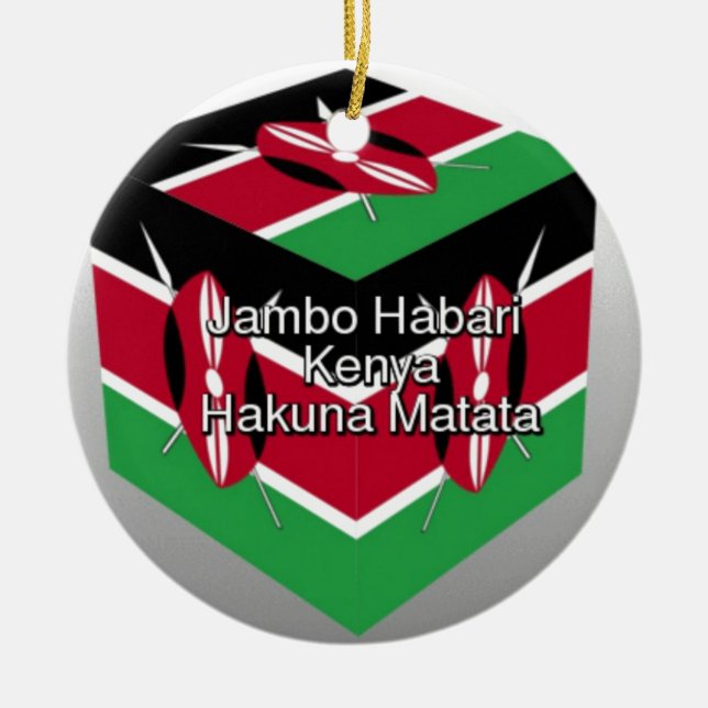 Ornement En Céramique Belle Belle Cube Kenyane Drapeau avec salutation (Devant)
