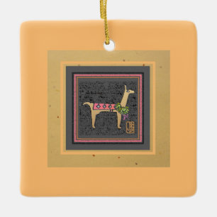 Ornement En Céramique Belle mosaïque de Noël Llama