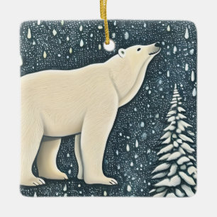 Ornement En Céramique Belle Ours Polaire Artique