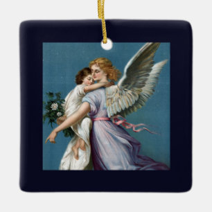 Ornement En Céramique Belle peinture d'ange gardien