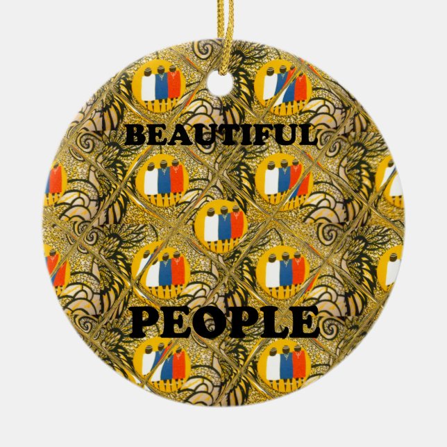 Ornement En Céramique Belles Personnes Couleurs Motif Traditionnelles Af (Devant)
