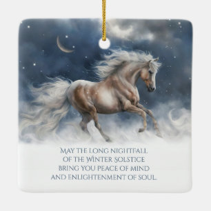 Ornement En Céramique Bénédiction du solstice d'hiver Cheval Lune croiss