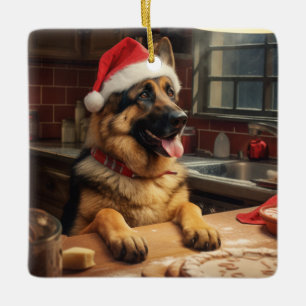 Ornement En Céramique Berger Allemand Noël Cookies Fête Fête Fête