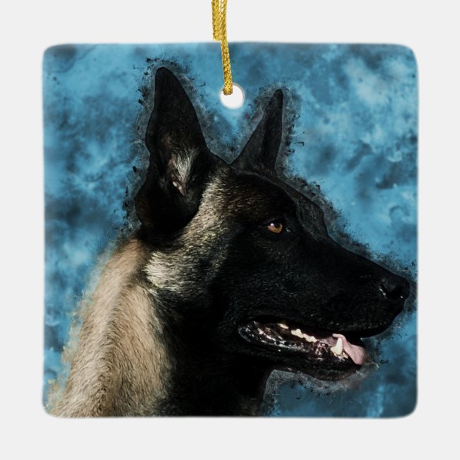 Ornement En Céramique Berger belge de Malinois - Mechelaar (Devant)