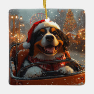 Ornement En Céramique Bernois Mountain Dog Roller Dessous de verre Noël