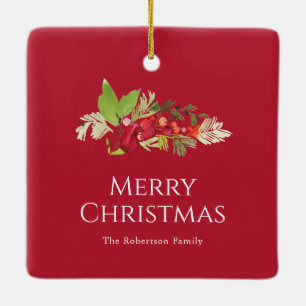 Ornement En Céramique Berry Holly Festive et aquarelle À feuillage persi