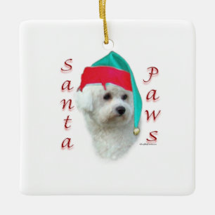 Ornement En Céramique Bichon Frise Père Noël Paws