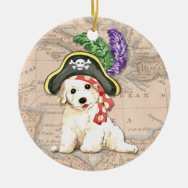 Ornement En Céramique Bichon Frise Pirate (Devant)