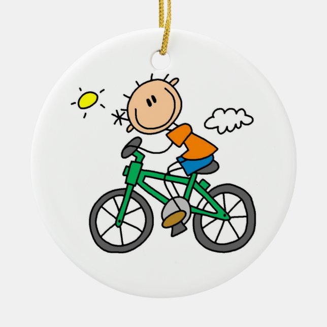 Ornement En Céramique Bicyclette d'équitation - mâle (Devant)