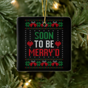 Ornement En Céramique Bientôt mariés Joyeux Noël Mariée & Mari