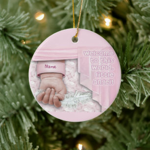 Ornement En Céramique Bienvenue Baby Girl (personnalisable)