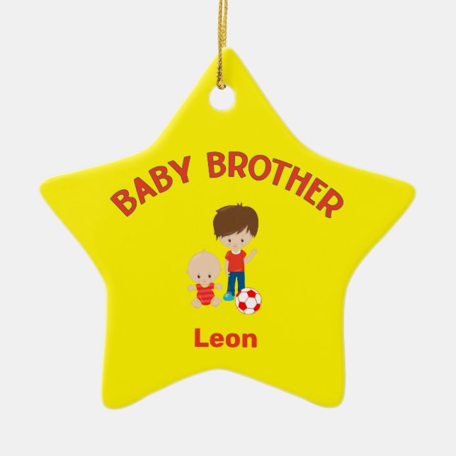 Ornement En Céramique Big Brother avec Baby Brother Nom du bébé Star (Devant)
