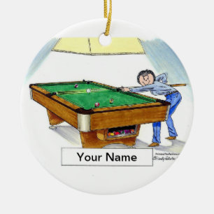 Ornement En Céramique Billard, Joueur de billard - Femme