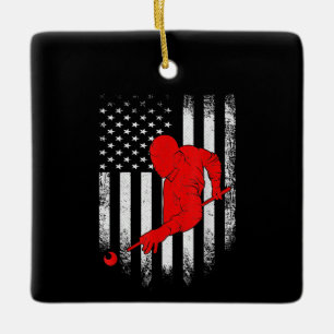 Ornement En Céramique Billard Lover   American Flag Billiards Gift