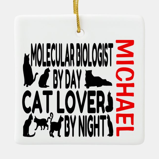 Ornement En Céramique Biologiste moléculaire aime les chats PERSONNALISÉ (Devant)