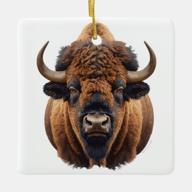 Ornement En Céramique Bison / Buffalo (Devant)