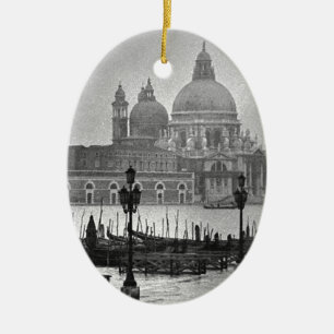 Ornement En Céramique Black Blanc Grand Canal Venise Italie Voyage