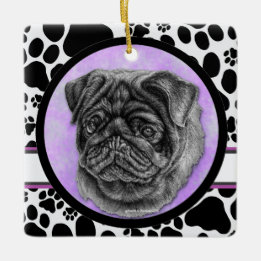 Ornement En Céramique Black Carlin Dog Art par Glenda Harlan